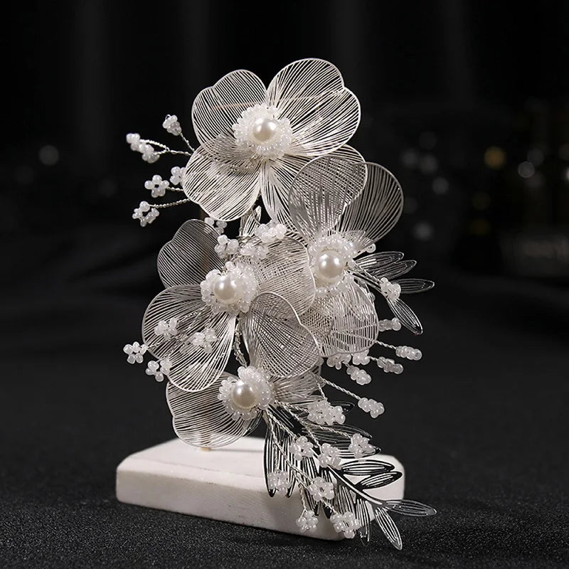 Flower hair jewelry Pearl Crystal