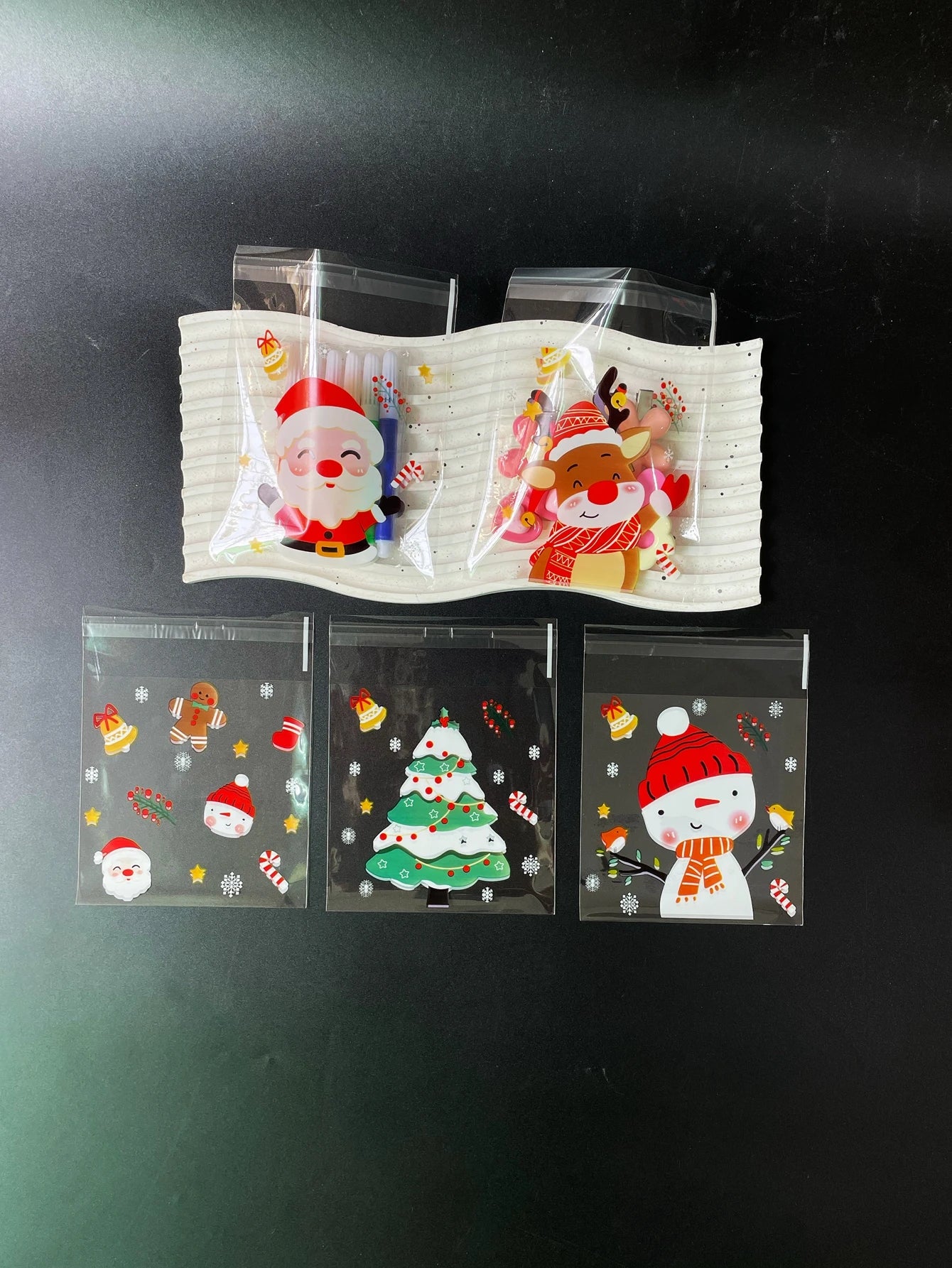 Santa Claus Transparent Cookie Bags