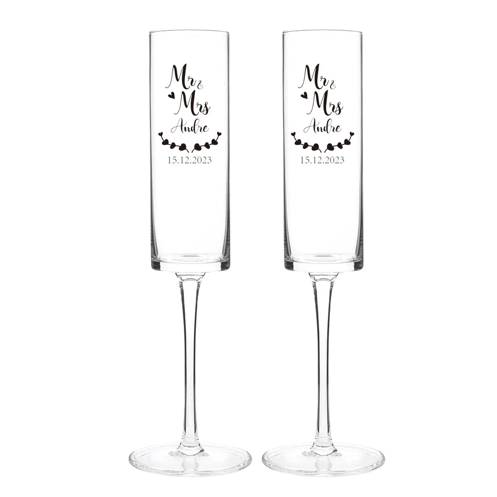 Custom Laser engraving name Champagne flute