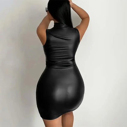 Zinna Women's Bodycon Mini Dress–Solid Color, Sleeveless, Slim Fit, Stretchy