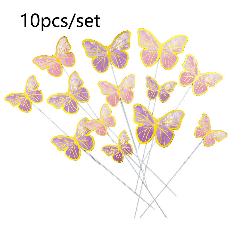 Butterfly stamping gold cake decor 10pcs