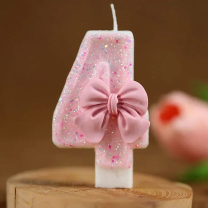 Pink Bow 3D candles