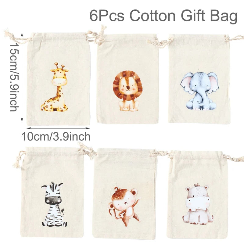 Animal character Gift Bags for Party 6pcs