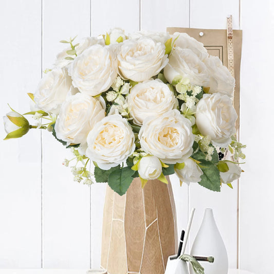 Artificial flowers fake white Peonies bouquet
