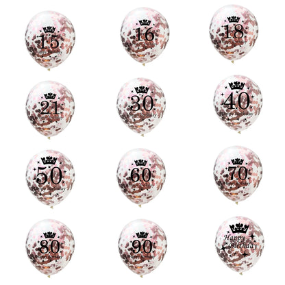 12in Crown Number Confetti Balloons