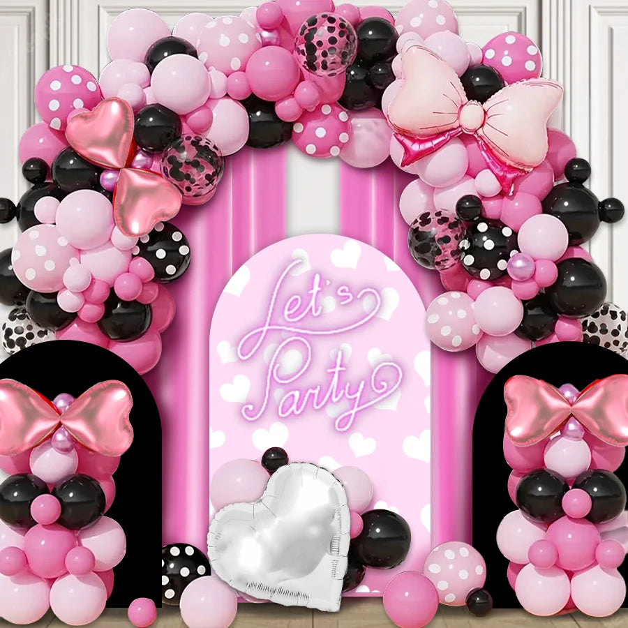 Pink & Black theme balloon arch