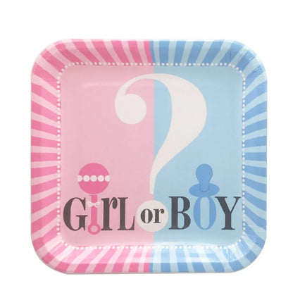 Disposable tableware set for Gender Reveal party