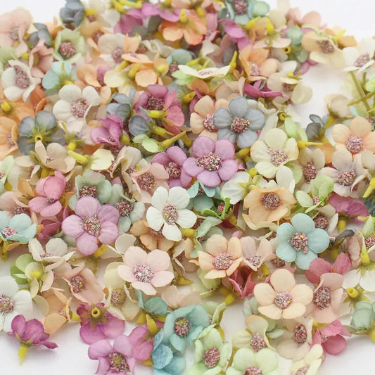 Mini flowers heads Silk for decoration and accessories 50PCs