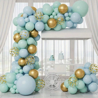 Blue metal & golden latex arch balloons 126pcs