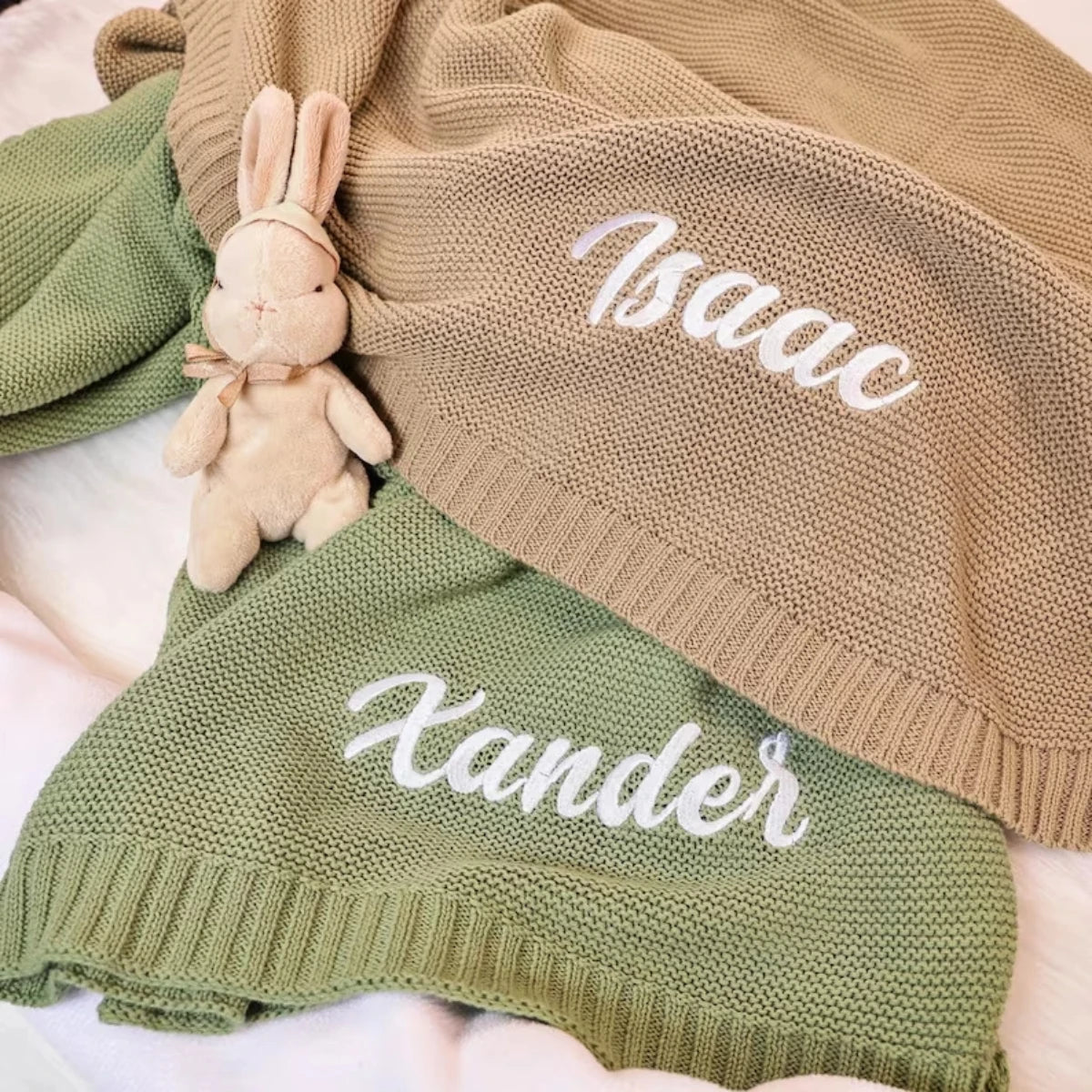Personalized name baby blanket children chunky
