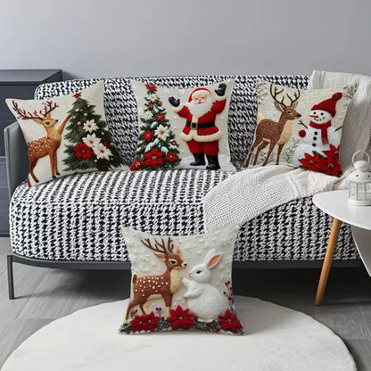 4PCS Christmas Linen Pillowcase Set