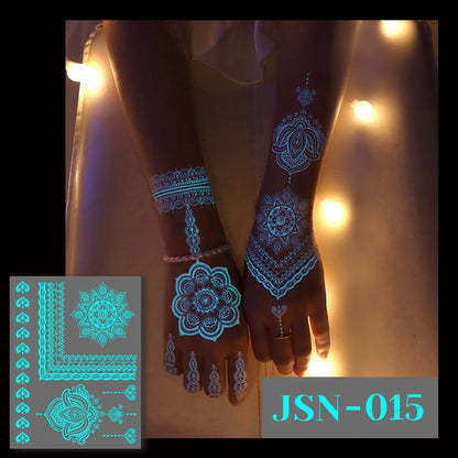 Blue Luminous Henna tattoo sticker