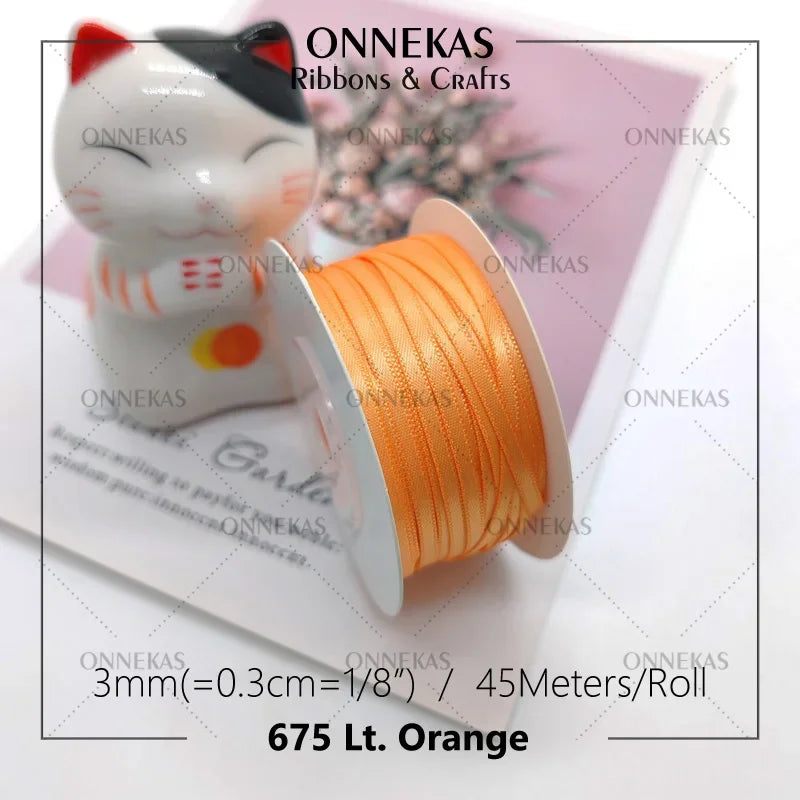 Satin ribbon 100% polyester (45M) 3mm