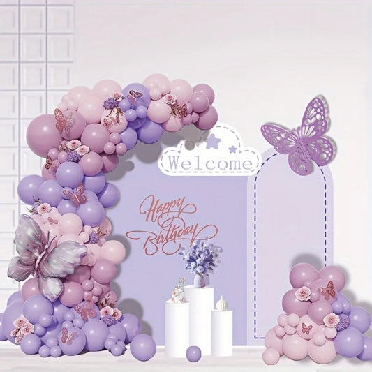 147PCS Purple Butterfly Balloon Arch Set