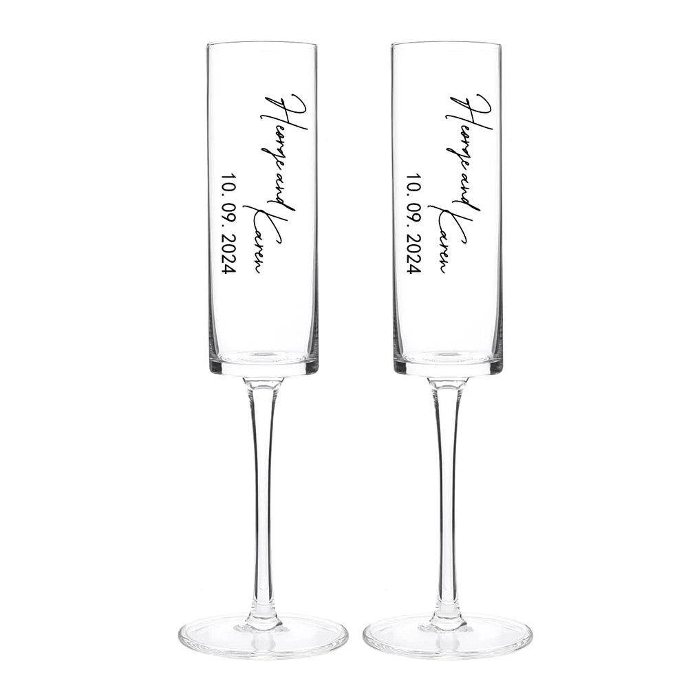 Custom Laser engraving name Champagne flute