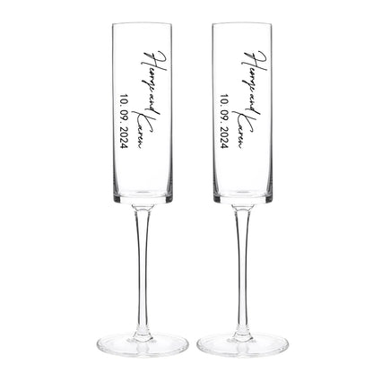 Custom Laser engraving name Champagne flute