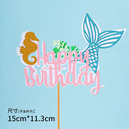 Kawaii Mermaid Cake Topper – Birthday Decoration