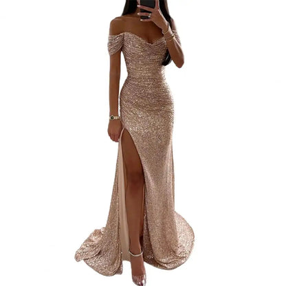 Caren Off-Shoulder Sequin Gown
