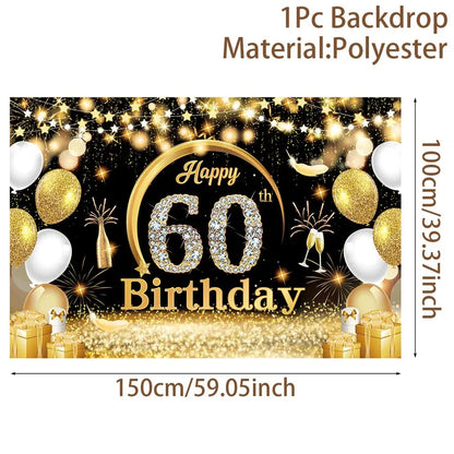 Black Gold Birhtday TableCloth