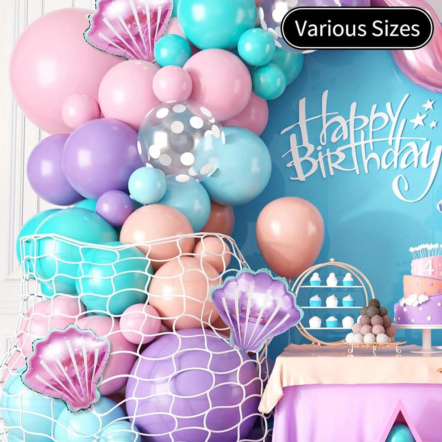 127pcs Mermaid Balloon Arch Set – Pink & Blue Party Decor