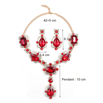 Isabella Royal crystal  earrings and purple Rhinestone necklace set