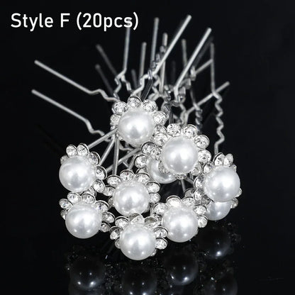 Elegant Pearl Crystal Hairpin 20pcs