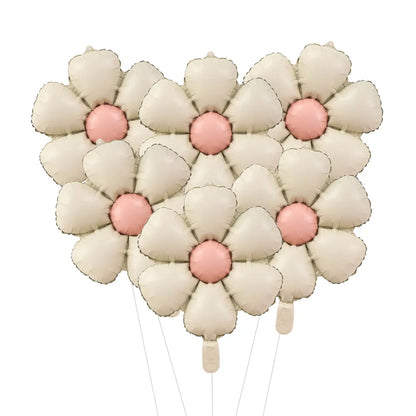 Matt Pink Candy Daisy Balloon 6pcs 50.5x40cm