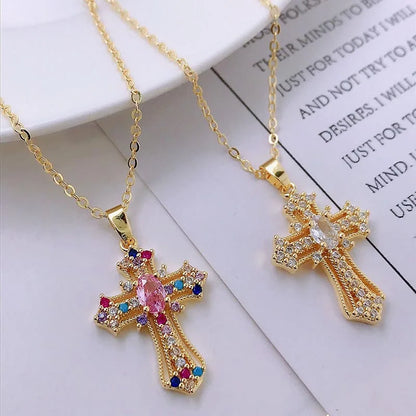 Cross pendant Zircon ston necklace