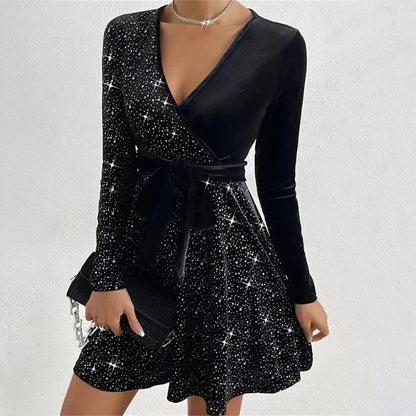 Zenah Velvet Sequin Mini Dress