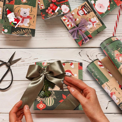 Christmas Tree & Santa Gift Wrapping Paper