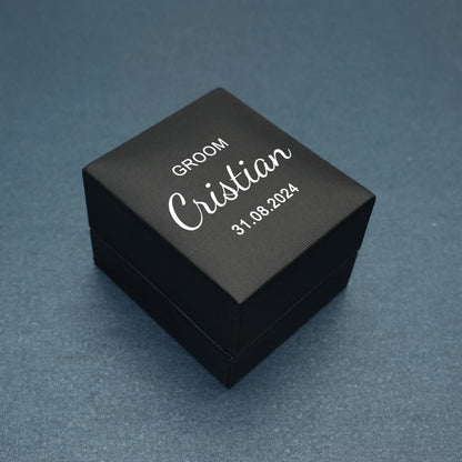 Set of 2 Personalized custom names and date ring box