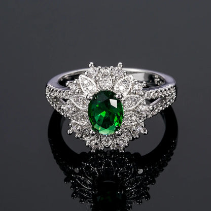 Lizza ring green Pear-shaped crystal