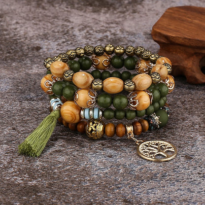 Cacildda Set  Beaded & Wooden Bracelet 4pcs