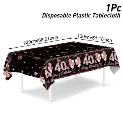 Black Gold Birhtday TableCloth