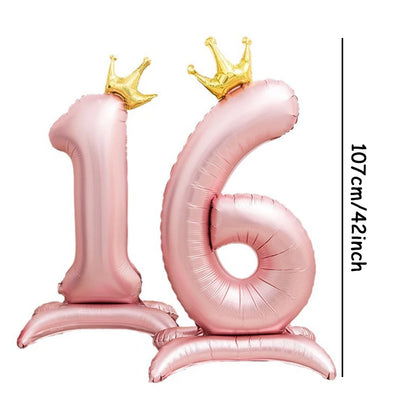 Crown pink foil balloon number 42inch