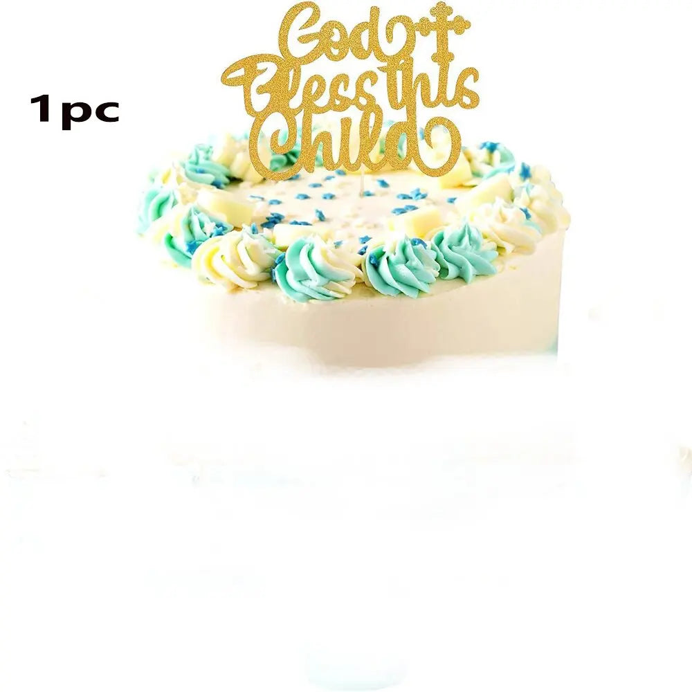 God Bless & Paper cross cake decorations