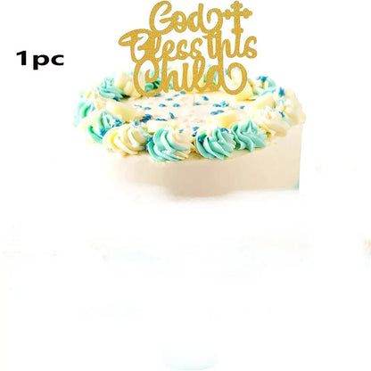 God Bless & Paper cross cake decorations