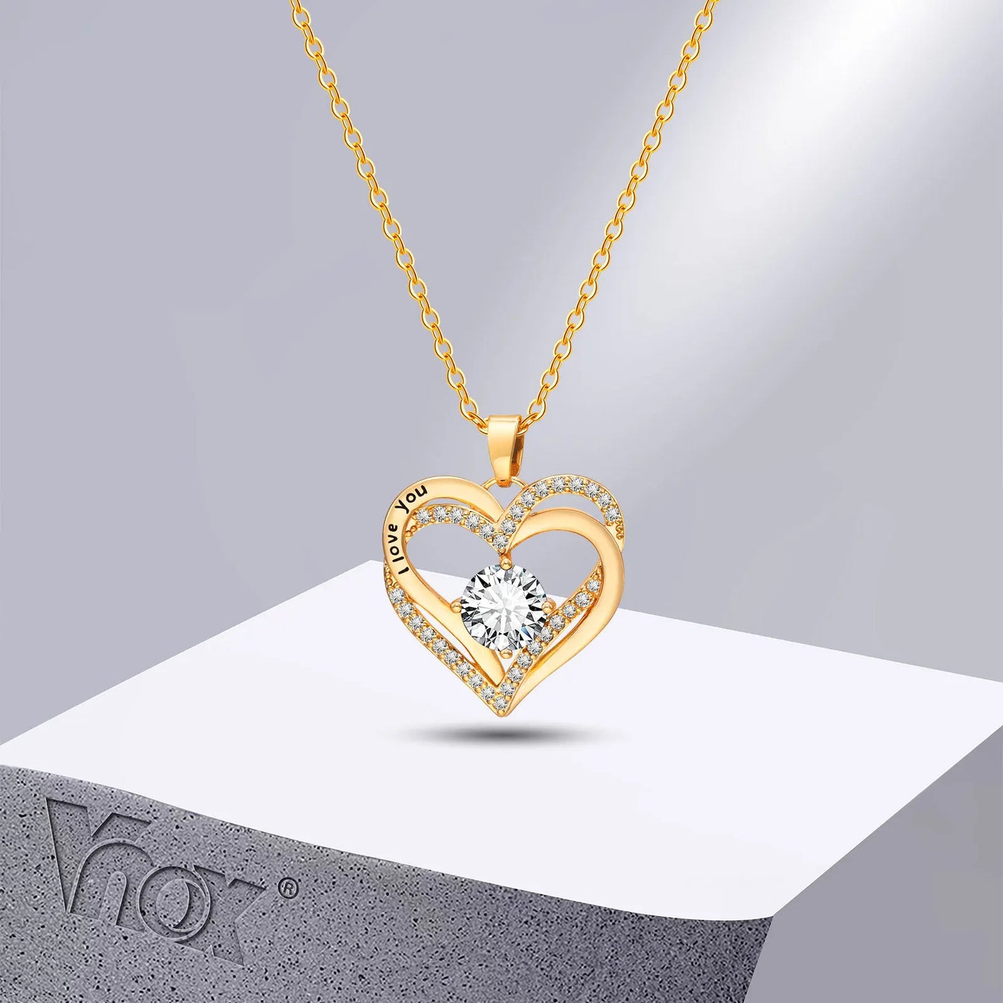 Heart for Birthstone heart I Love You necklace