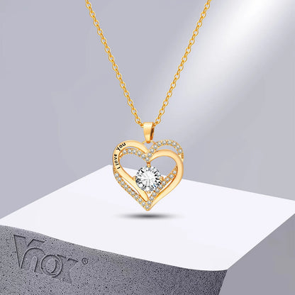 Heart for Birthstone heart I Love You necklace