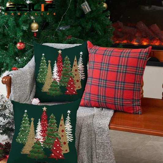 Christmas Plaid Cushion Cover 45×45cm