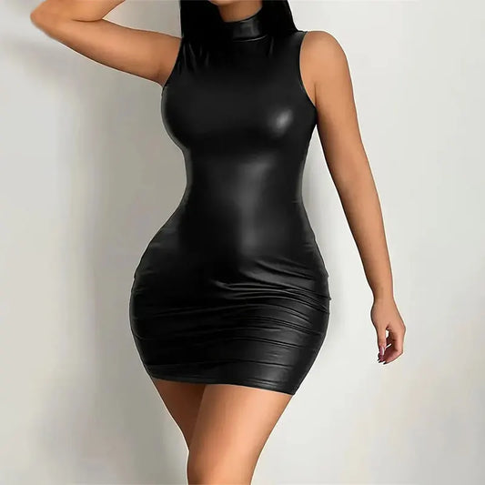 Zinna Women's Bodycon Mini Dress–Solid Color, Sleeveless, Slim Fit, Stretchy
