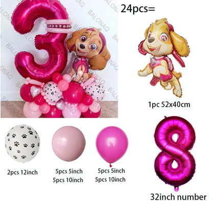Pink PAW Patrol Balloon Number 24pcs