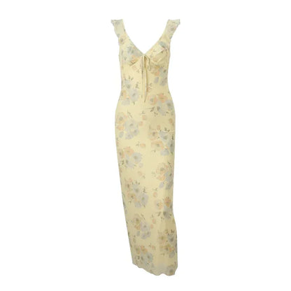 Rivona Retro V-Neck Maxi Dress