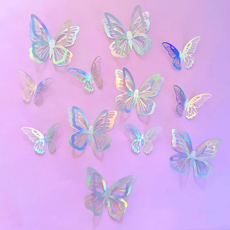 Rose gold foldable Butterfly  cake toppers 12pcs