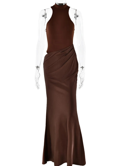 Julia Satin Hollow Out Maxi Dress