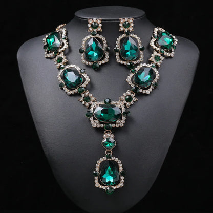 Isabella Royal crystal  earrings and purple Rhinestone necklace set