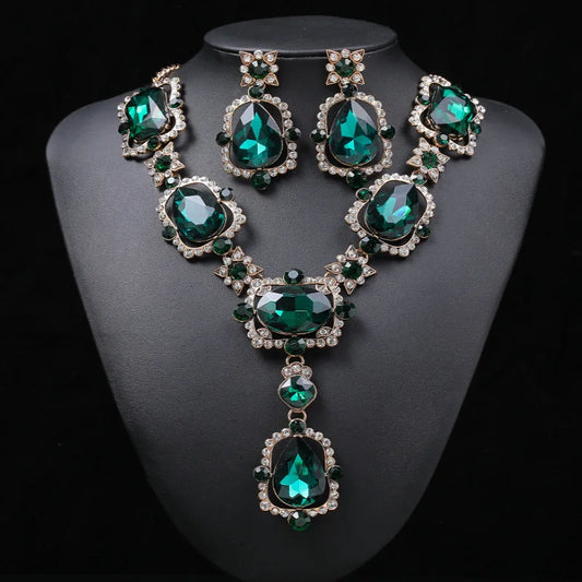 Isabella Royal crystal  earrings and purple Rhinestone necklace set