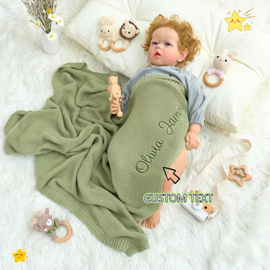 Personalized name letter embroidered cotoon Blanket