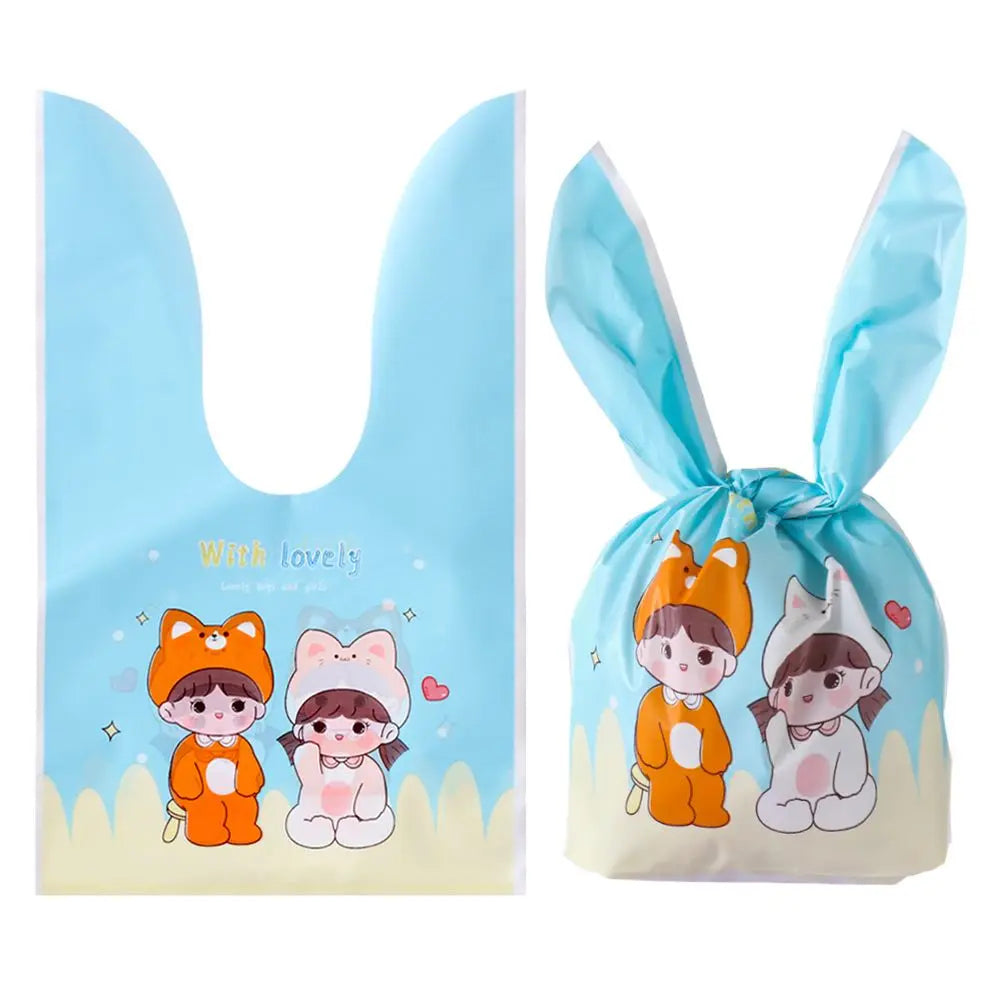 10PCS Easter Rabbit Candy Biscuit Gifts Bag Easter Bunny Ear Cookie Bags Package Pocket Event Party Supplies Snack Decoration