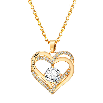 Heart for Birthstone heart I Love You necklace